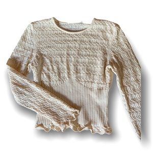 Zara Women’s Crochet Textured Sweater/Shirt Knit Cropped Shirt